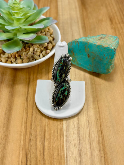 Black Jack 2 Stone Sterling Silver Ring