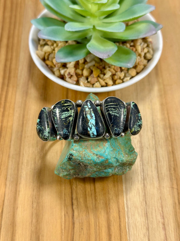 Black Jack 5 Stone Cuff Bracelet