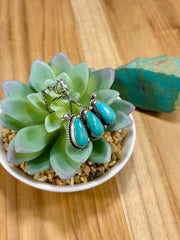 Kingman Turquoise 3 Stone Tear Drop Necklace