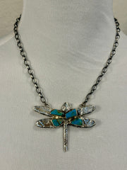Kingman Turquoise Dragonfly Pendant Necklace