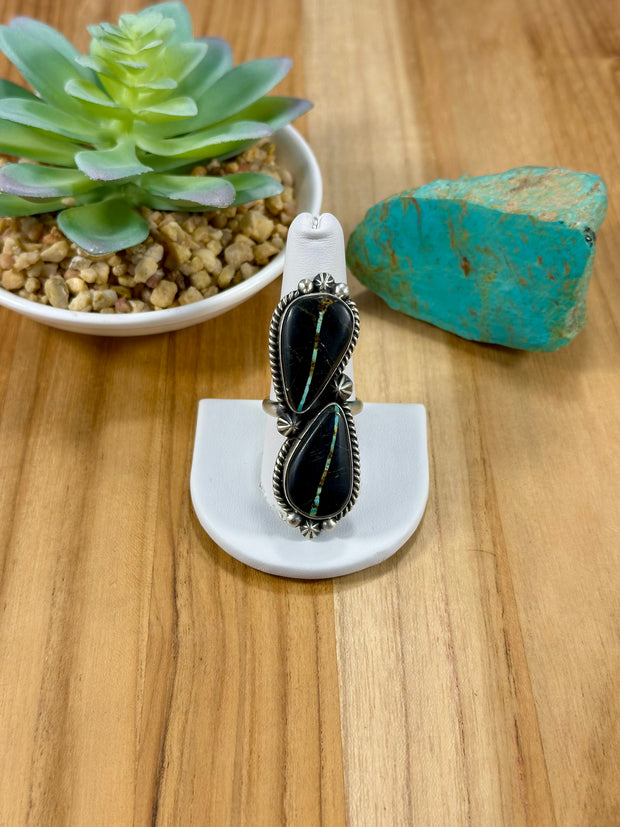 Black Jack 2 Stone Sterling Silver Ring