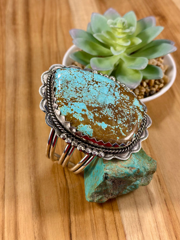 Number 8 Single Stone Sterling Silver Cuff Bracelet