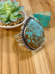 Number 8 Single Stone Sterling Silver Cuff Bracelet