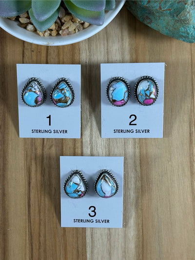 Cotton Candy  Teardrop Studs