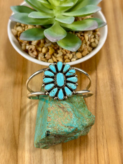 Kingman Turquoise Floral Cluster Cuff
