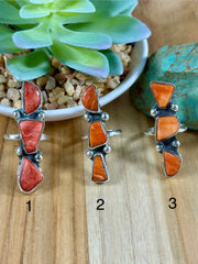 Adjustable Spiny 3-Stone Rings