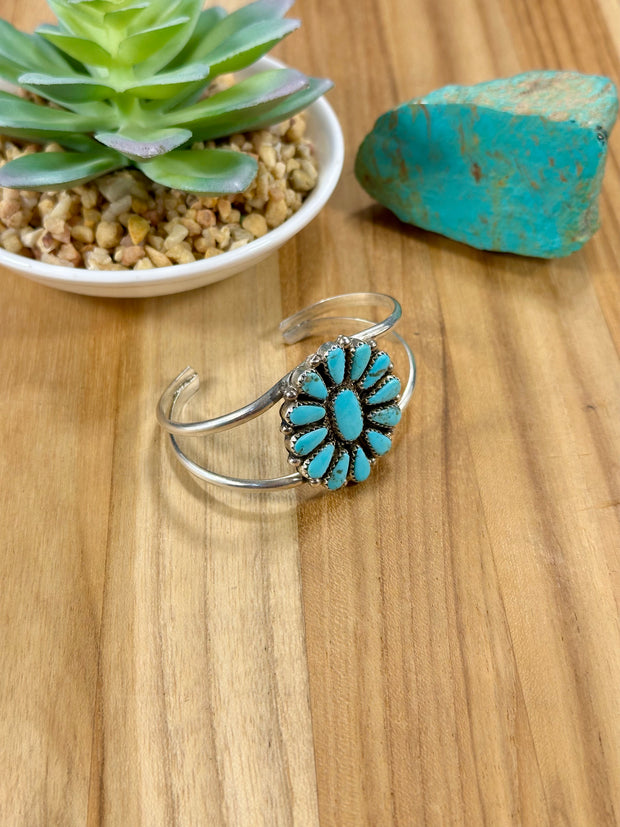 Kingman Turquoise Floral Cluster Cuff