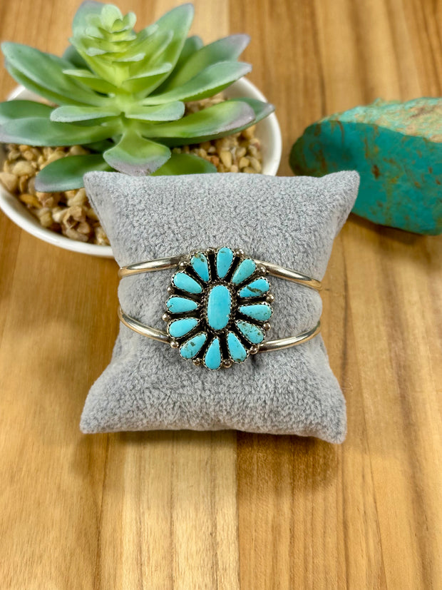 Kingman Turquoise Floral Cluster Cuff