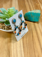 Multi Stone Cluster Dangle Earrings