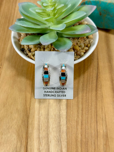 Multi Color Sterling Silver Hoop Earrings