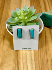 Kingman Turquoise Bar Stud Earrings