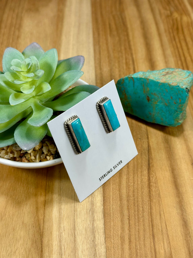 Kingman Turquoise Bar Stud Earrings