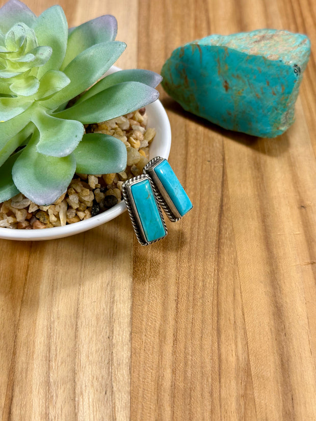 Kingman Turquoise Bar Stud Earrings