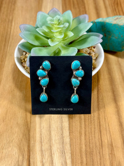Kingman Turquoise Half Cluster Earrings