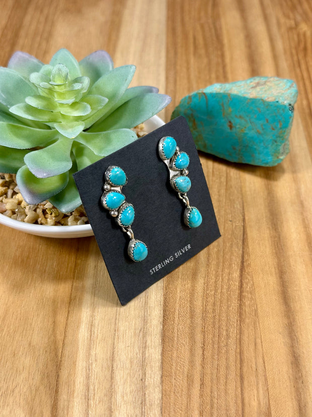 Kingman Turquoise Half Cluster Earrings