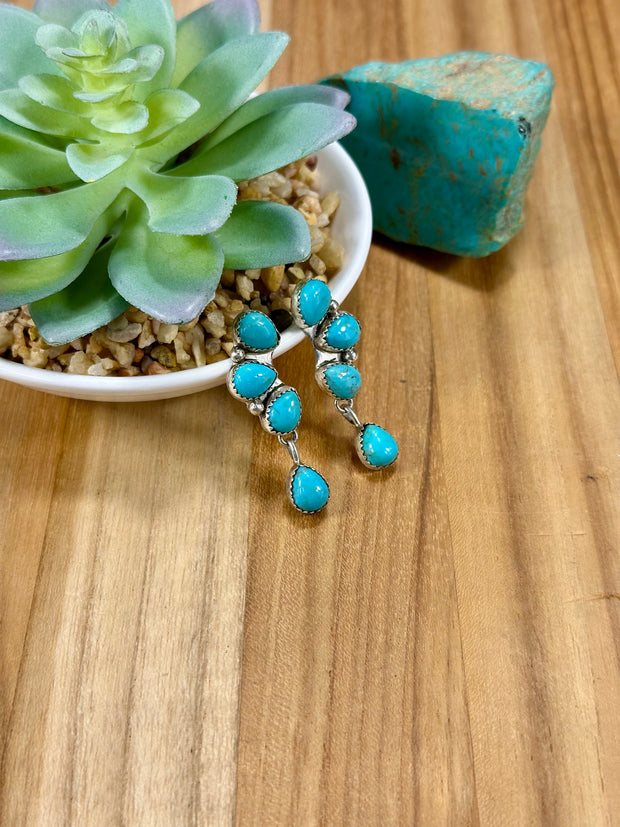 Kingman Turquoise Half Cluster Earrings