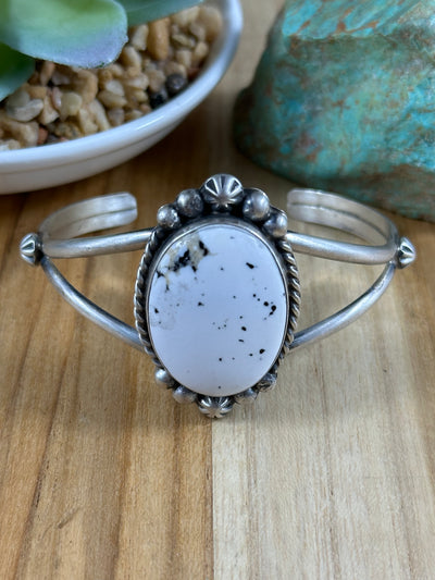 White Buffalo Single Stone Cuff