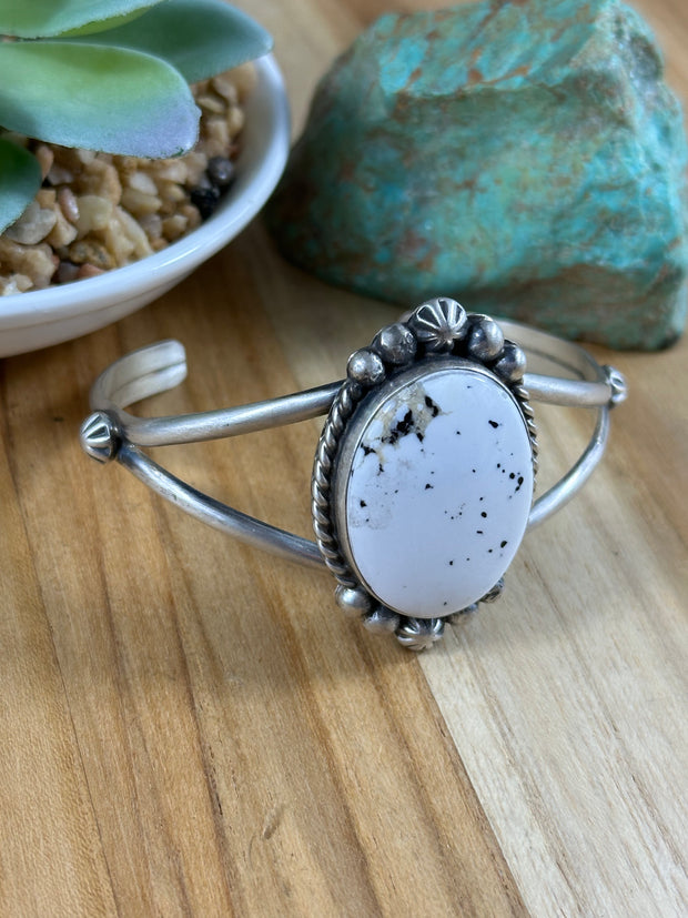 White Buffalo Single Stone Cuff
