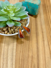 Orange Spiny Triangle Stud Earrings