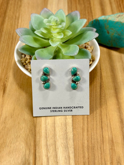 Kingman Turquoise Half Cluster Earrings