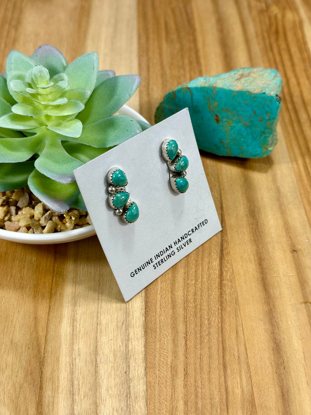 Kingman Turquoise Half Cluster Earrings