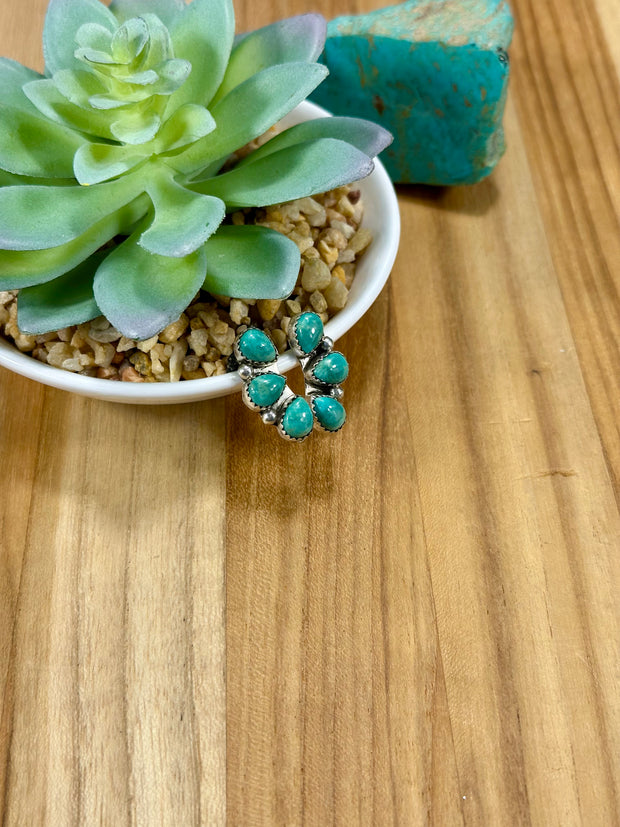 Kingman Turquoise Half Cluster Earrings
