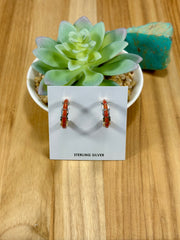 Red Spiny Sterling Silver Hoop Earrings