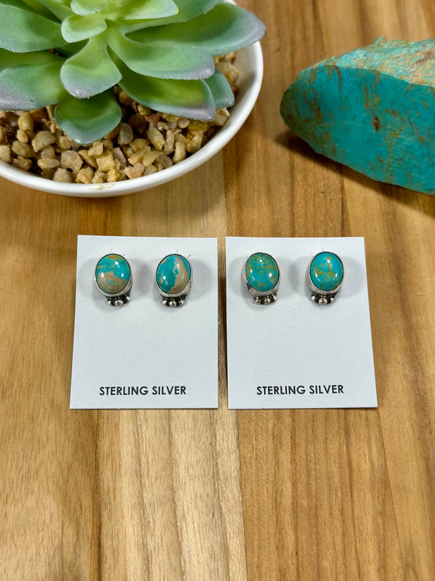 Kingman Turquoise Oval Stud Earrings