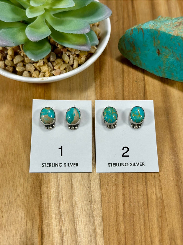 Kingman Turquoise Oval Stud Earrings