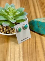 Kingman Turquoise Oval Stud Earrings