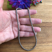 16" 4MM " Navajo Style" Sterling Pearls