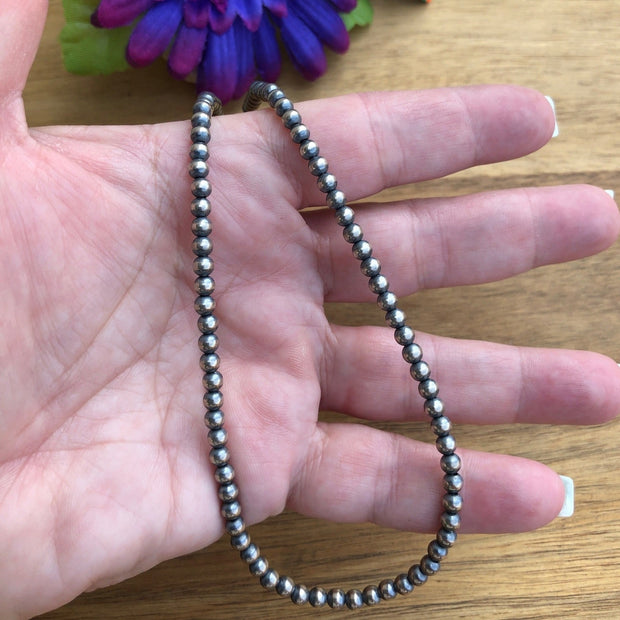 14" 4MM " Navajo Style" Sterling Pearls