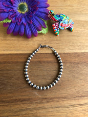 5MM " Navajo Style" Sterling Pearl Bracelet