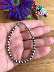 5MM " Navajo Style" Sterling Pearl Bracelet
