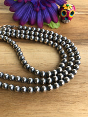30" 6MM " Navajo Style" Sterling Pearls