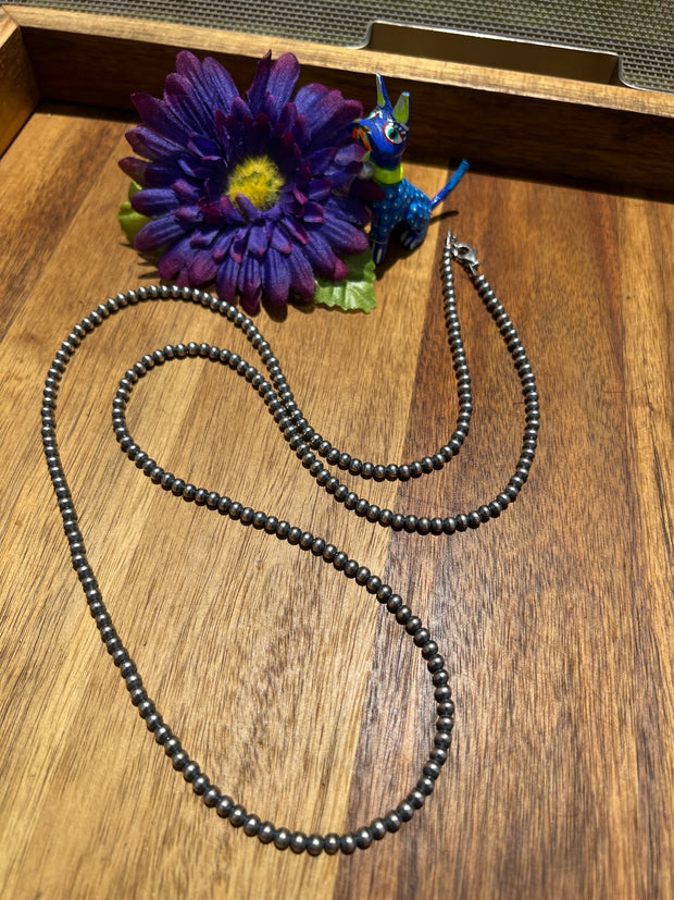 36" 4MM "Navajo Style" Sterling Pearls
