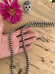 30" 8MM " Navajo Style" Sterling Pearls